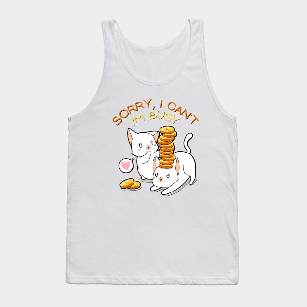 Sorry I cant Im busy cat in glasses funny sarcastic messages sayings and quotes Tank Top by BoogieCreates